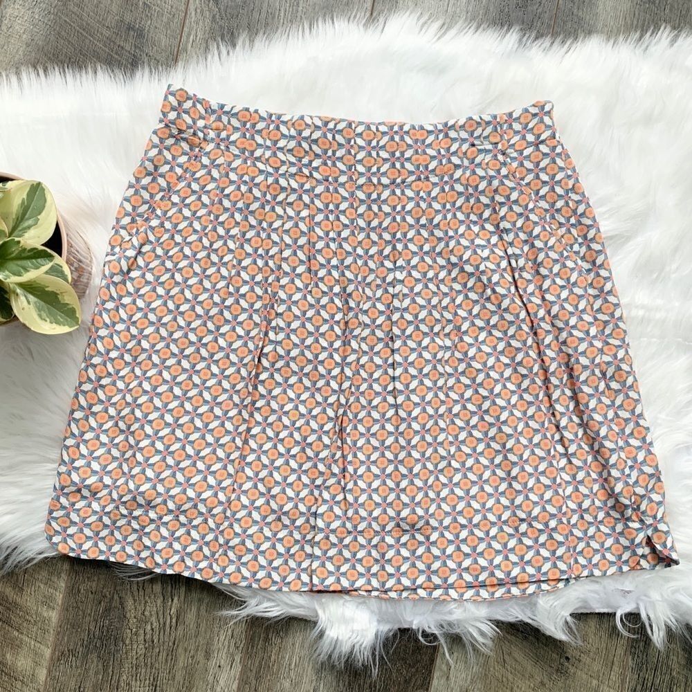 Promod French Designer Skirt Orange White Size 6